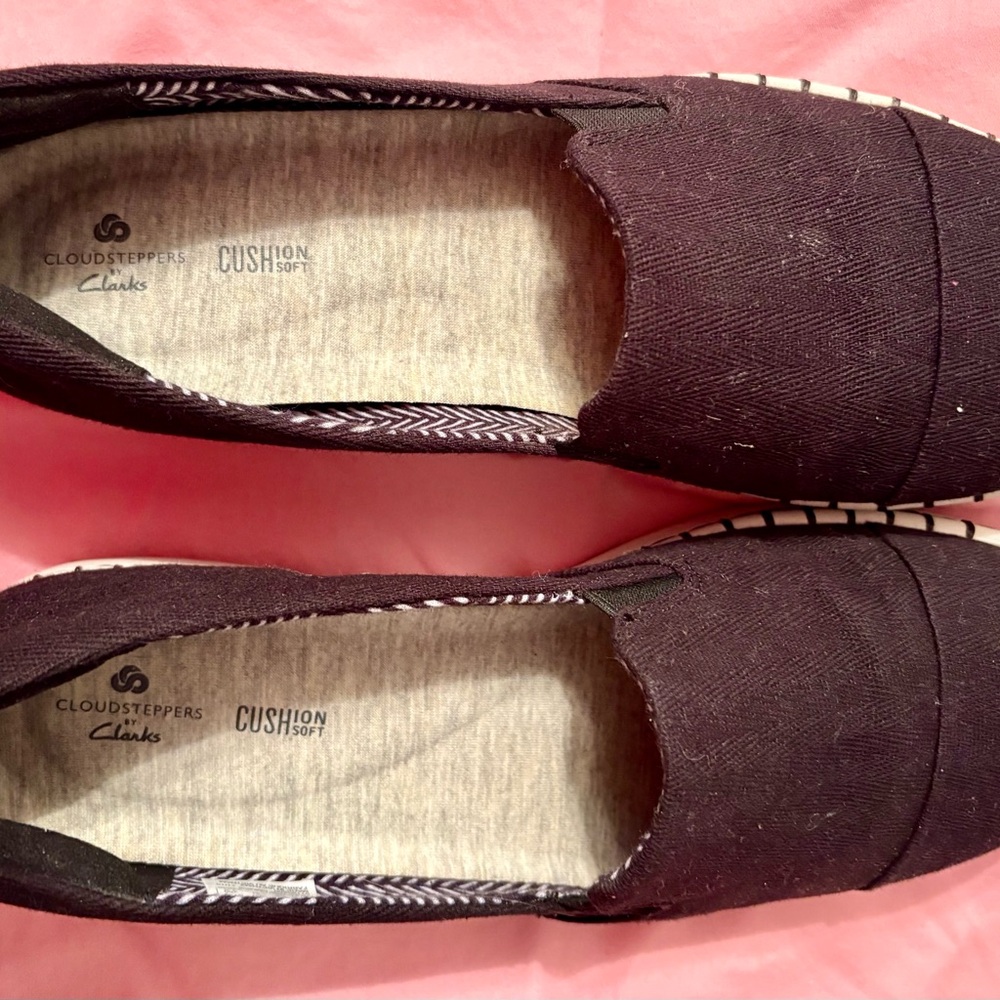 Clarks Cloudsteppers Black Espadrilles 9.5 New